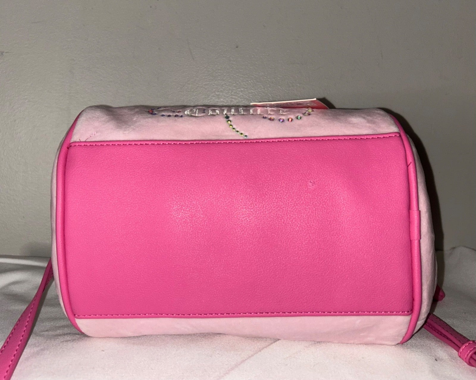 NEW! NWT JUICY COUTURE Velour Dreamy Juicy Satchel Bag in Light Pink
