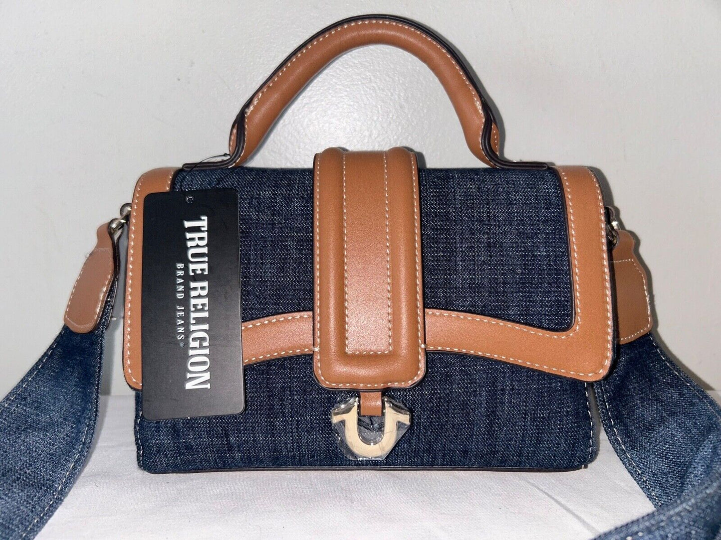 NEW ! NWT TRUE RELIGION Mini Denim Satchel Bag