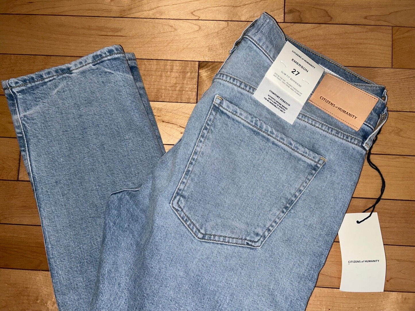 $228 NEW! NWT CITIZENS OF HUMANITY Emerson Slim Boyfriend Jean Sugarcoat Size 27