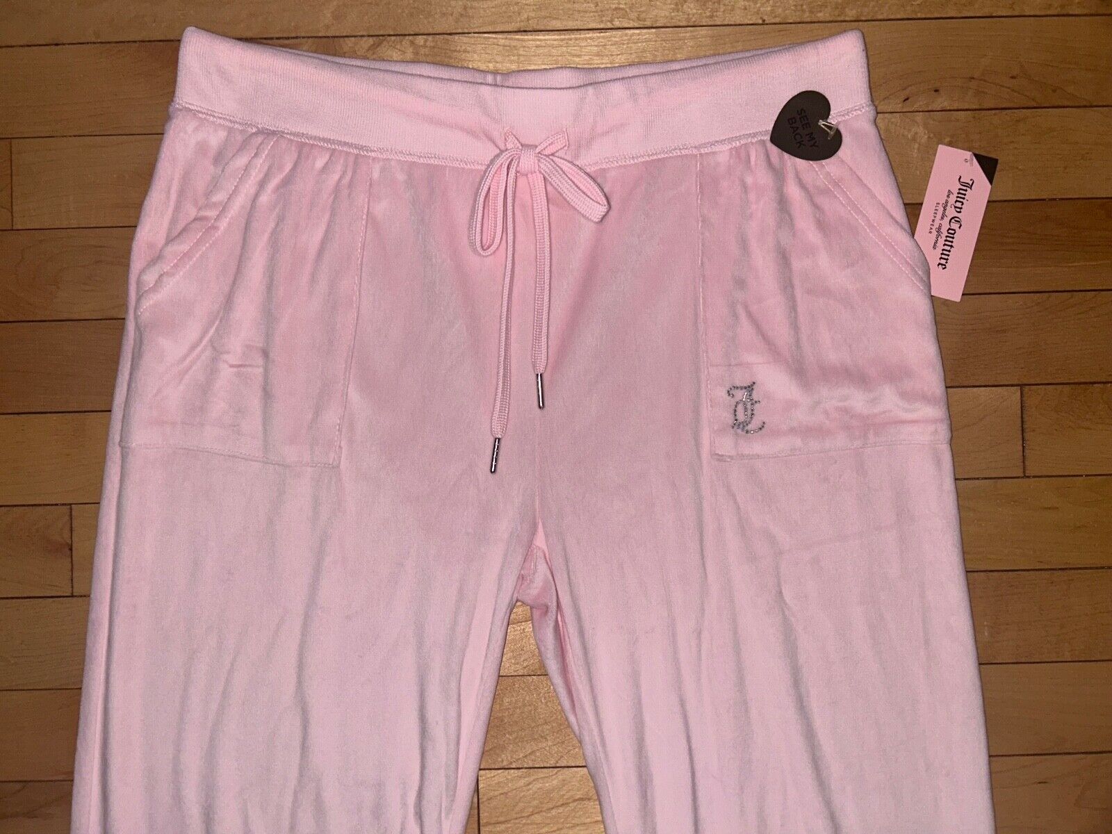 NEW ! NWT JUICY COUTURE Velour OG Big Bling Sweatpants in Lola Pink Size XL