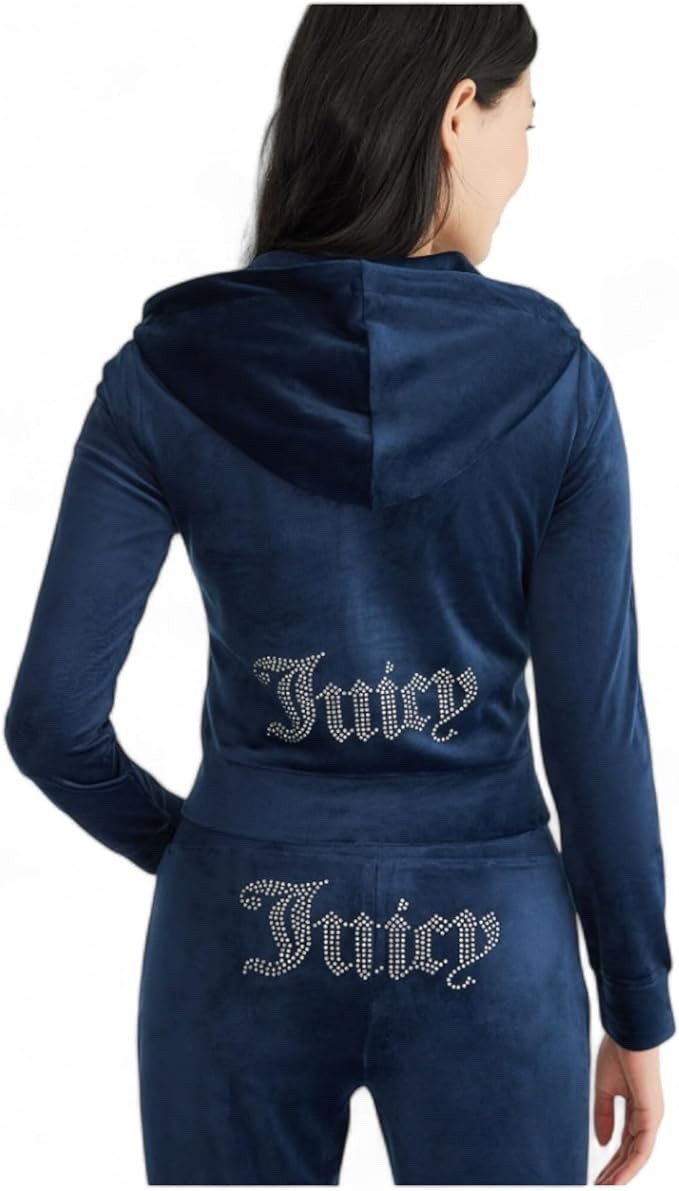 NEW! NWT JUICY COUTURE Velour OG Bling Tracksuit Set in Atlantis Blue Size M