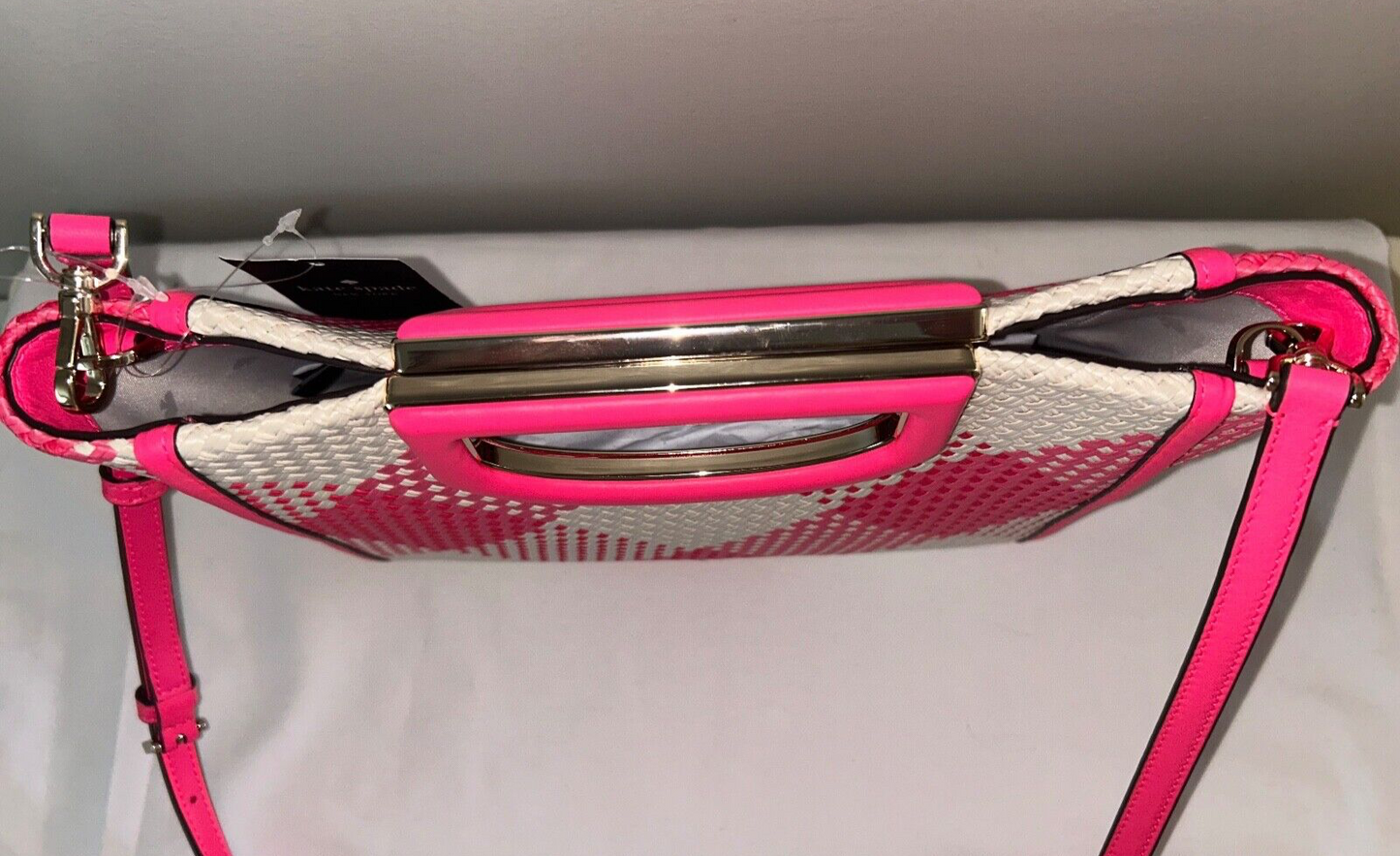 NEW! NWT KATE SPADE Alexia Gingham Crossbody Bag Wild Rose Pink