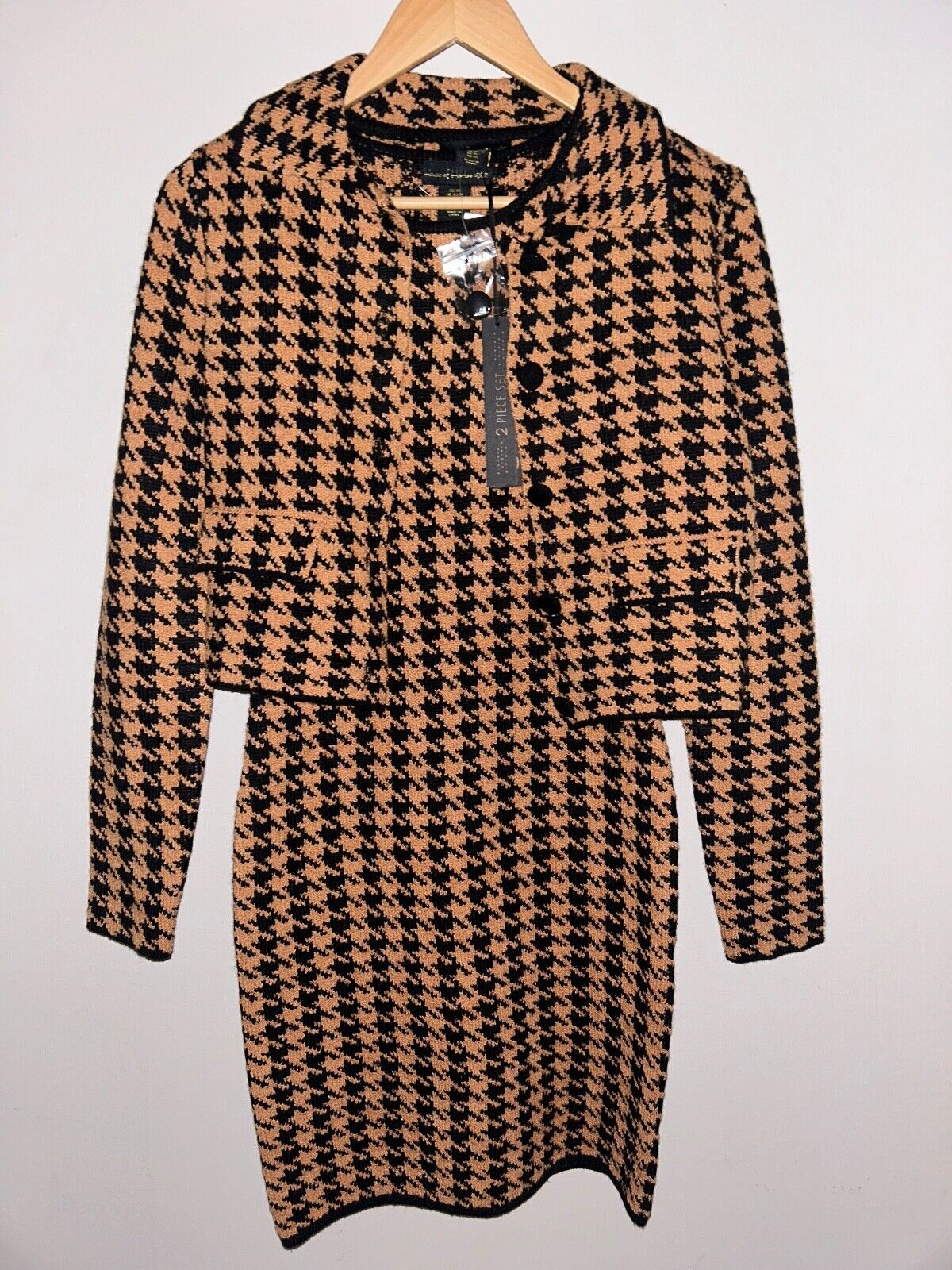 NEW! NWT HOUSE OF HARLOW 1960 Tank Dress & Crop Jacket Set Houndstooth Size XS