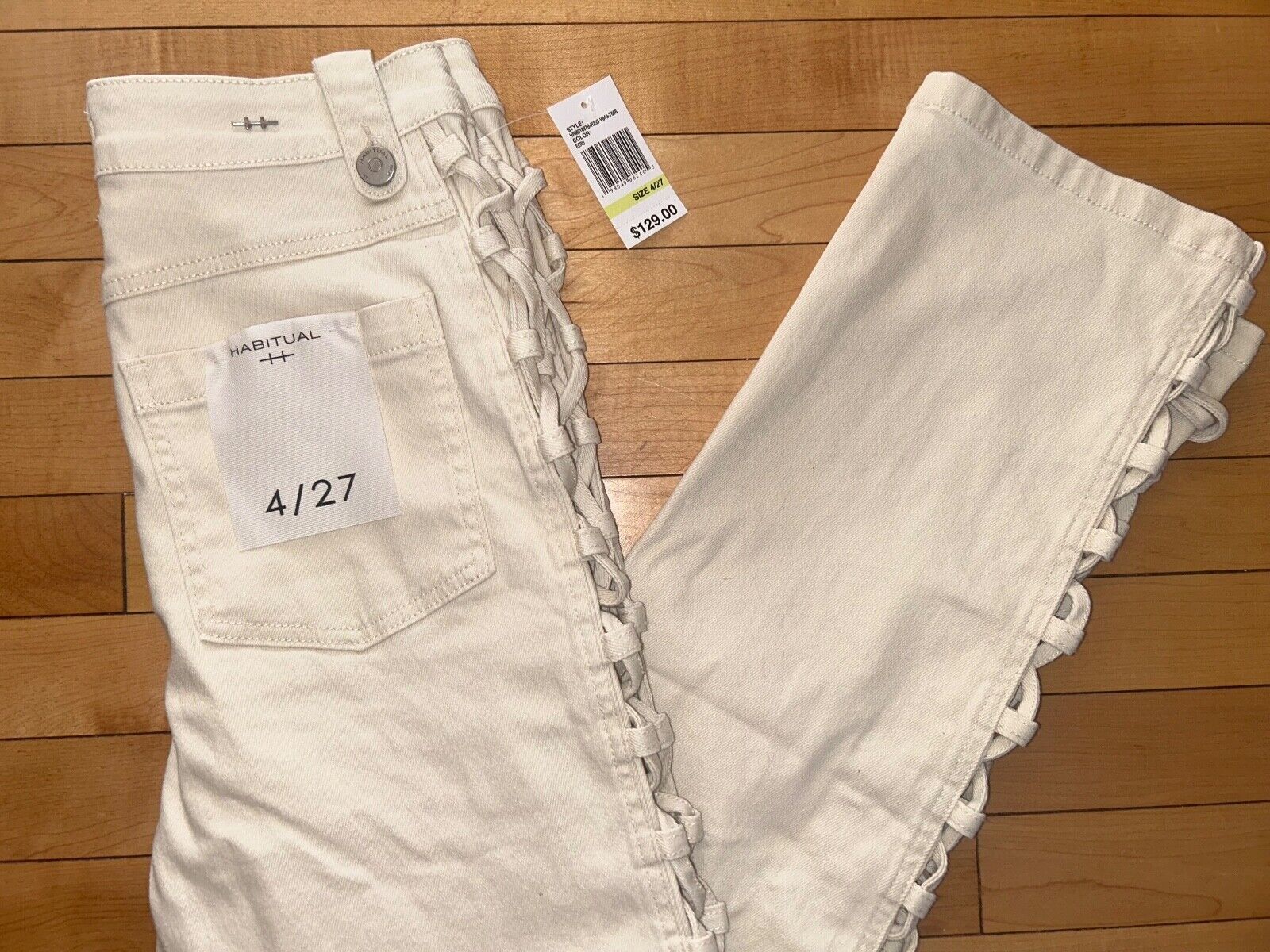 NEW ! NWT HABITUAL Cable Ankle Straight Leg Jean in Ecru Size 27