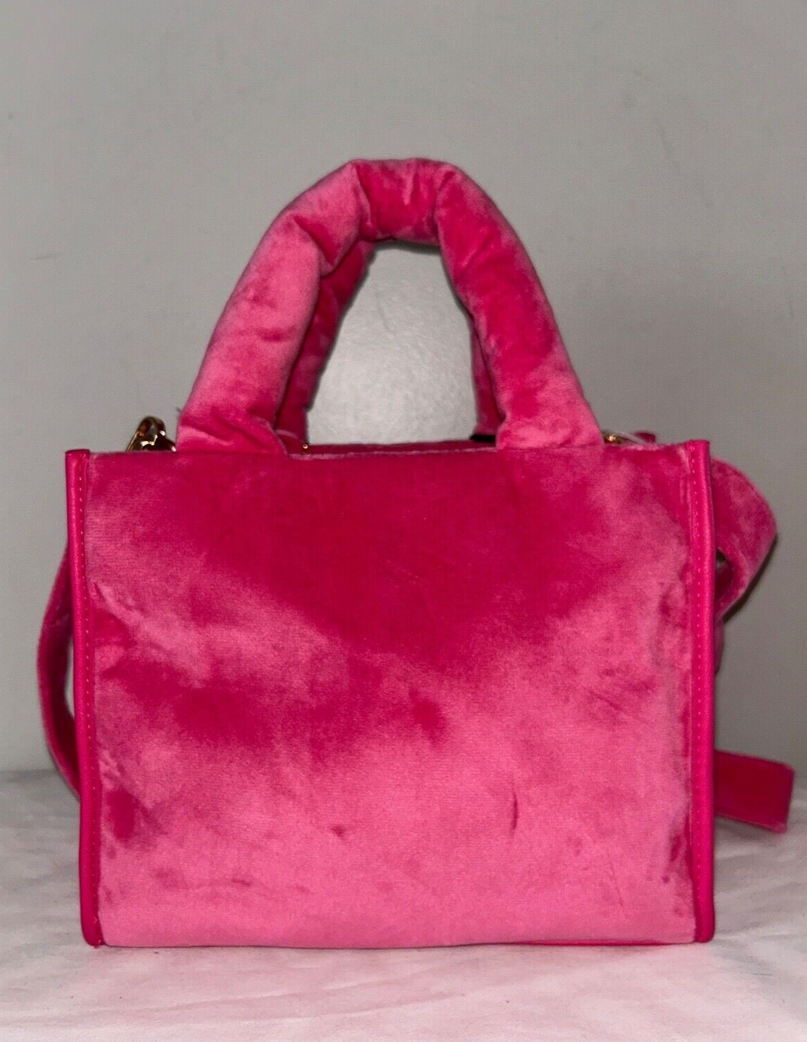 NEW! NWT JUICY COUTURE Velour Big Spender Mini Tote Bag in Hot Pink