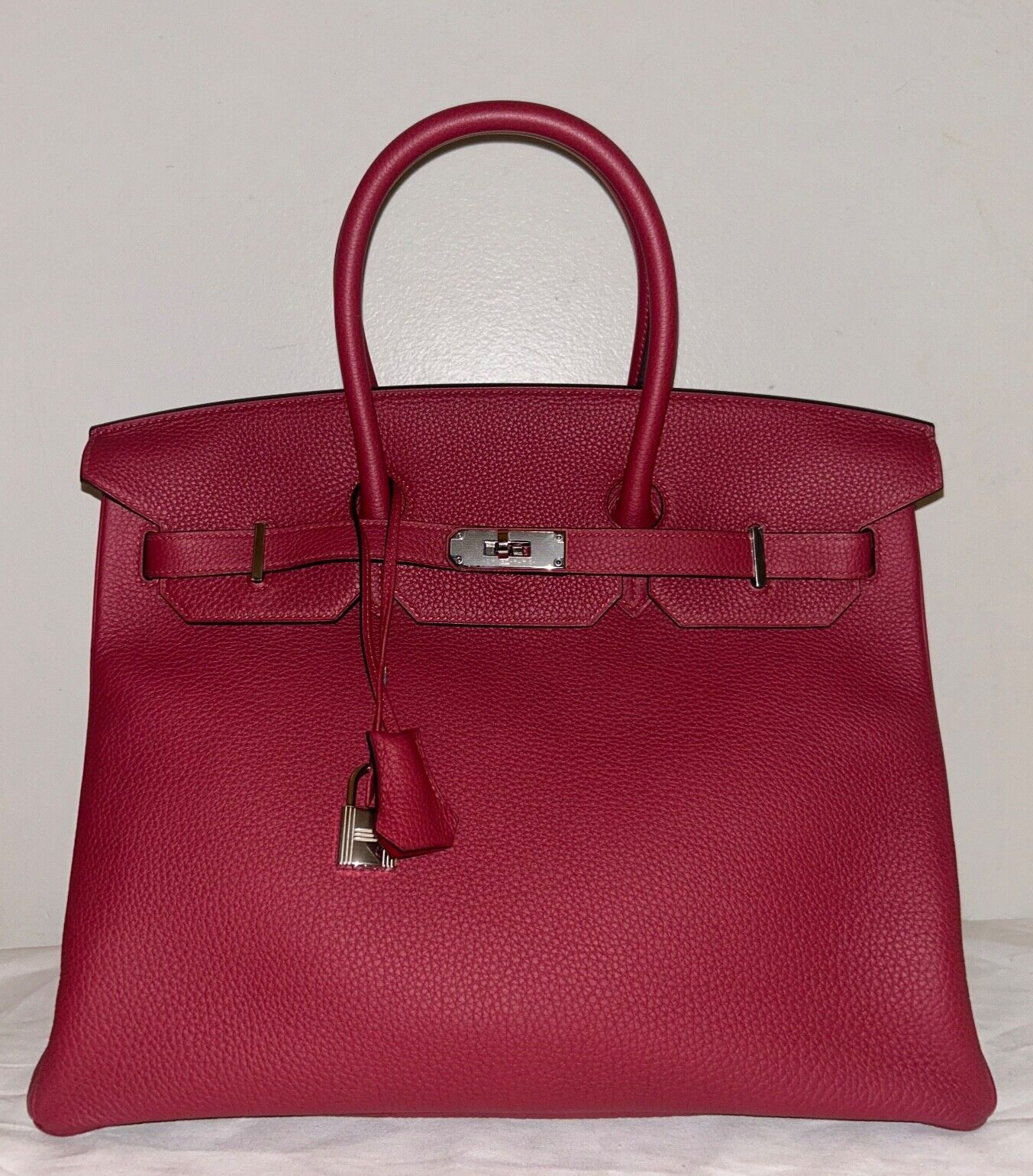 HERMES Birkin 35 Rouge Grenat Togo Leather Palladium Hardware Handbag