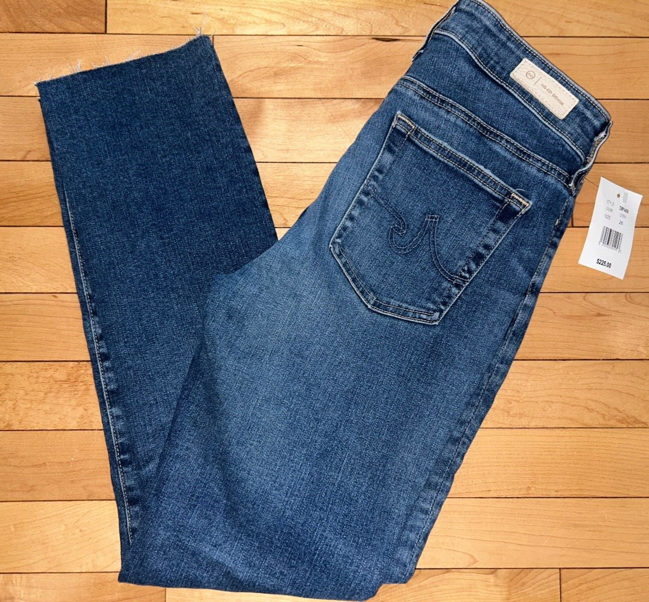 $225 NEW ! NWT AG Adriano Goldschmied Mari Crop High-Rise Straight Jeans Size 26