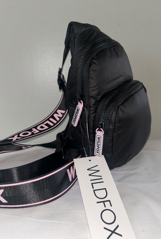 NEW! NWT WILDFOX Sling Logo Shoulder Bag Black/Pink