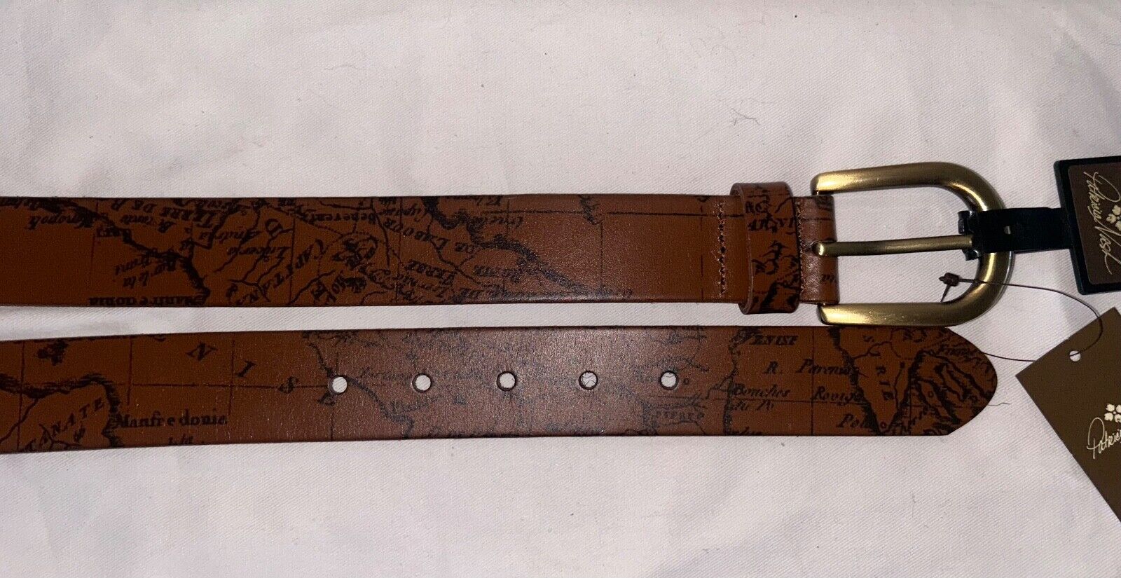 NEW ! NWT PATRICIA NASH Signature Map Vietri Leather Belt Riot Rust Brown Size S