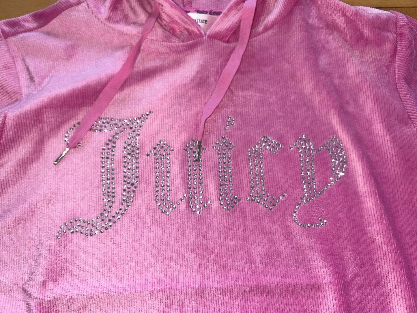 NEW! NWT JUICY COUTURE Velour OG Big Bling Hoodie & Pant Set Deep Azalea Size S