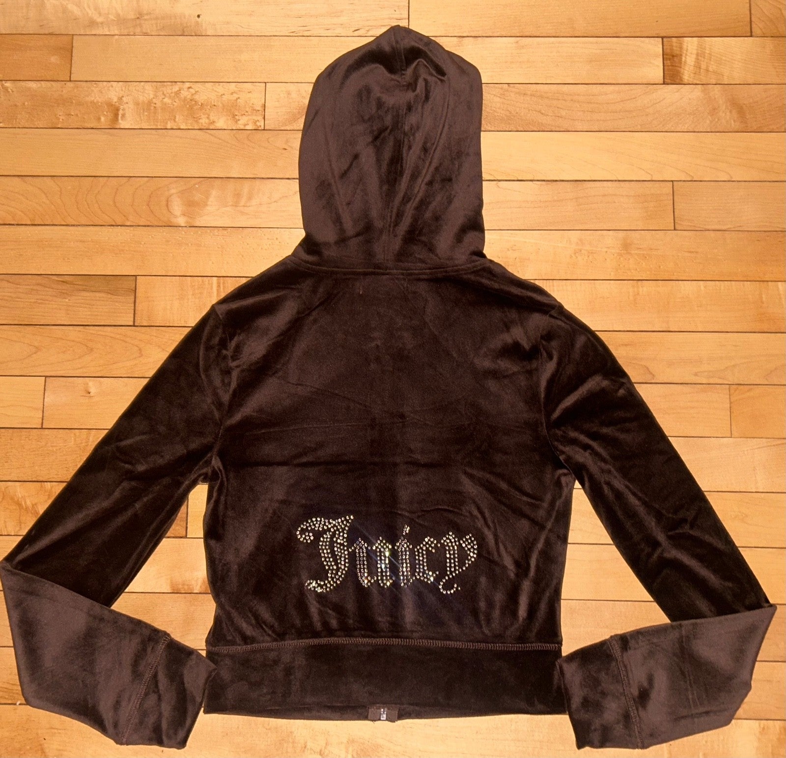 NEW! NWT JUICY COUTURE Velour OG Bling Zip Up Hoodie in Brown Sugar Size S