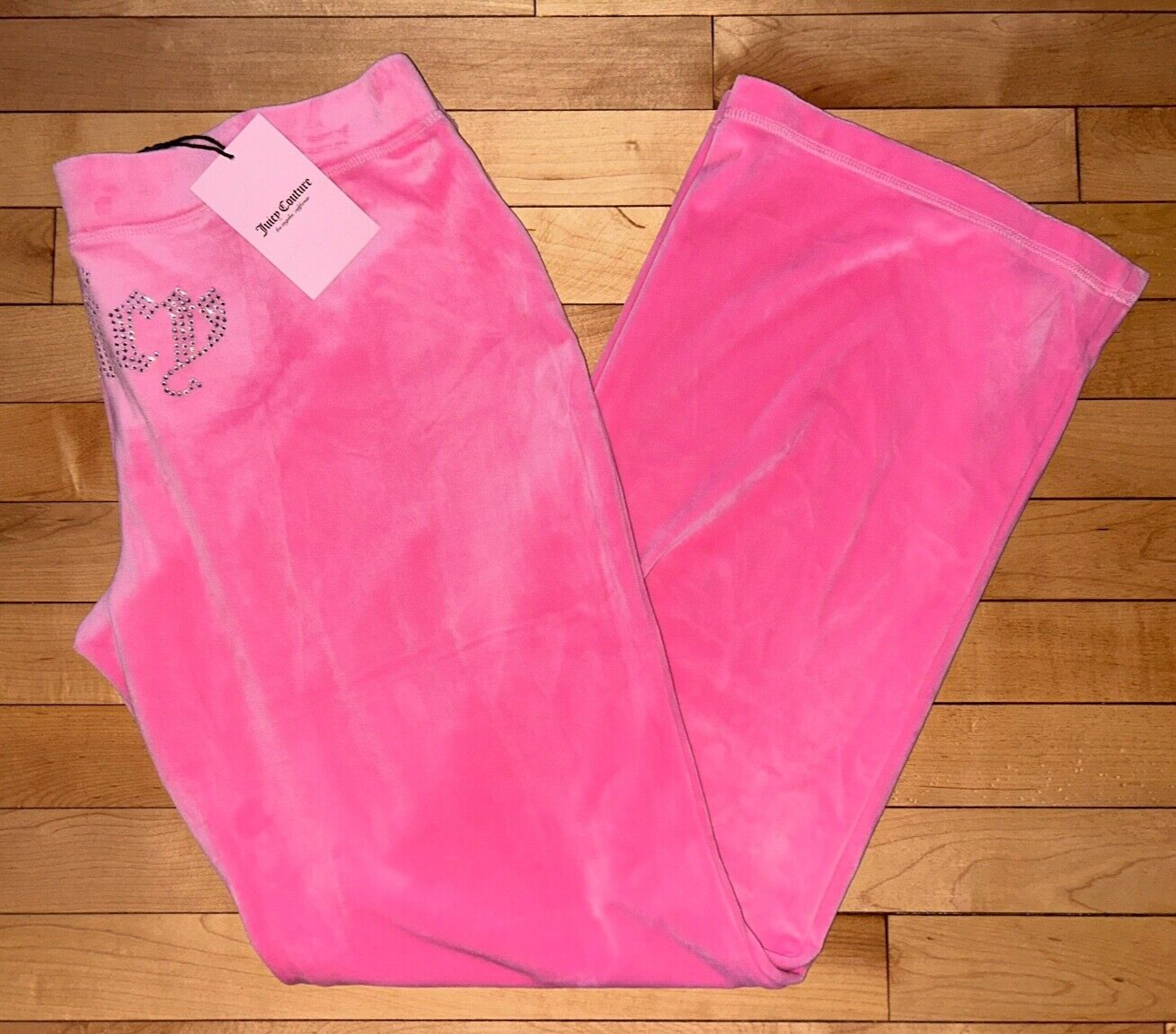 NEW ! NWT JUICY COUTURE Velour Y2K OG Bling Sweatpants Light Pink Size L