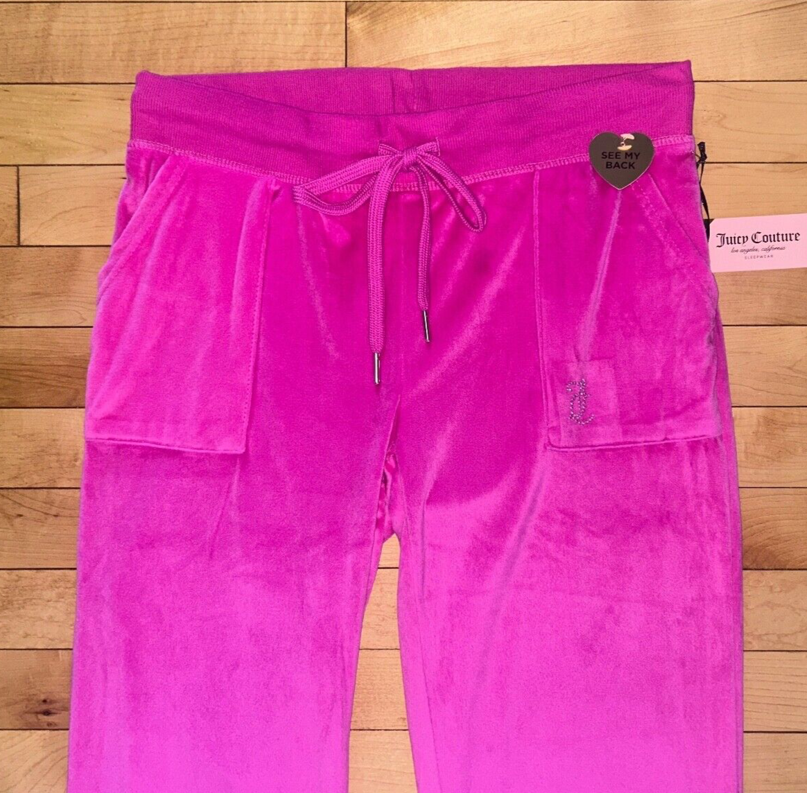 NEW ! NWT JUICY COUTURE Velour OG Bling Sweatpants Pink Wave Size M