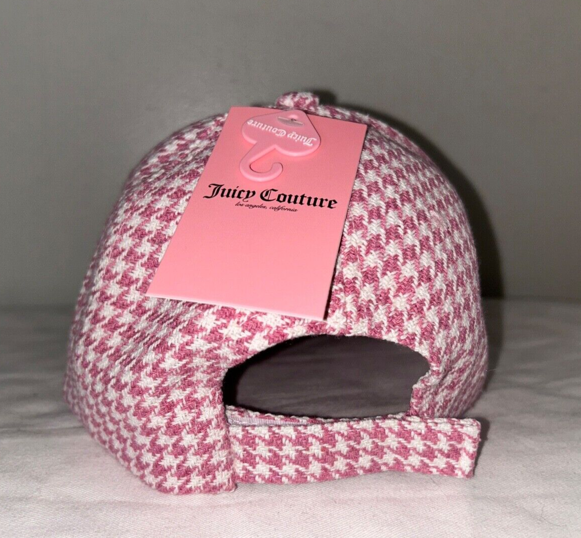 NEW ! NWT JUICY COUTURE Houndstooth Vintage Logo Hat Pink