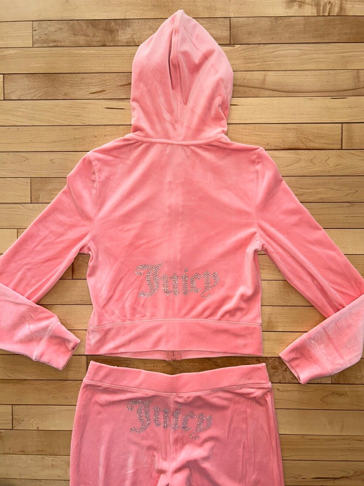 NEW! JUICY COUTURE Velour OG Bling Tracksuit Hoodie & Pant Set Strawberry Ice S