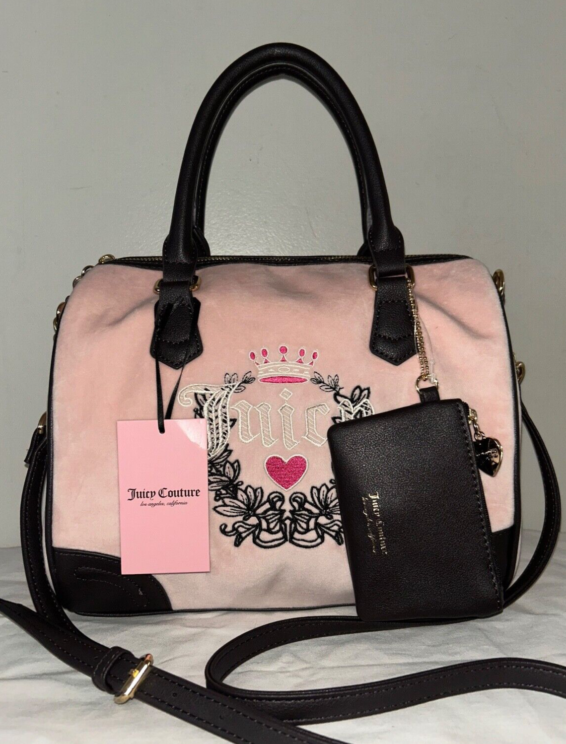 NEW! NWT JUICY COUTURE Heritage Satchel Velour Handbag Pink Clay