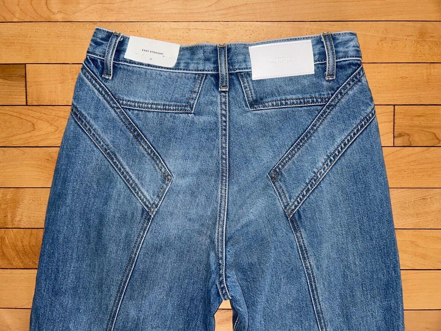 $248 NEW! NWT 7 FOR ALL MANKIND Easy Straight Star Panel Jeans Size 26