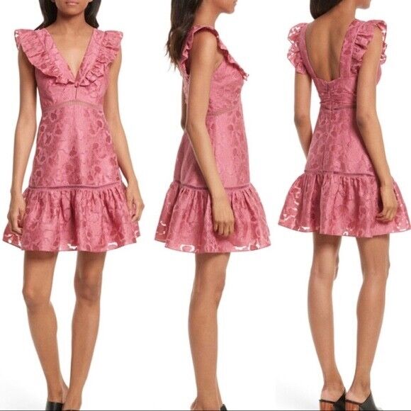 $495 NEW ! NWT REBECCA TAYLOR Silk Blend Aly Mini Dress Bloom Pink Size 0