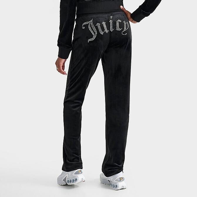 NEW ! NWT JUICY COUTURE Velour OG Big Bling Sweatpants in Black Size M