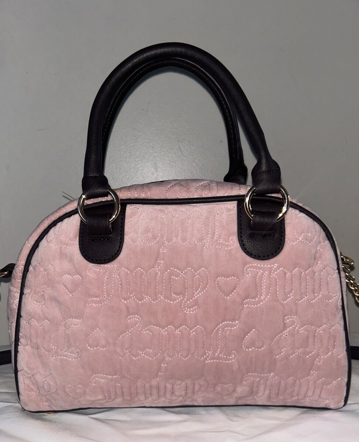 NEW! NWT JUICY COUTURE Vintage Dreams Velour Satchel Dusty Blush Pink