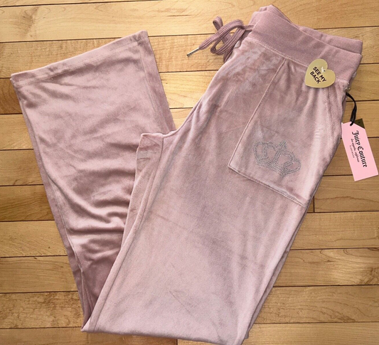 NEW ! NWT JUICY COUTURE Velour OG Big Bling Sweatpants in Coco Kiss Size XL