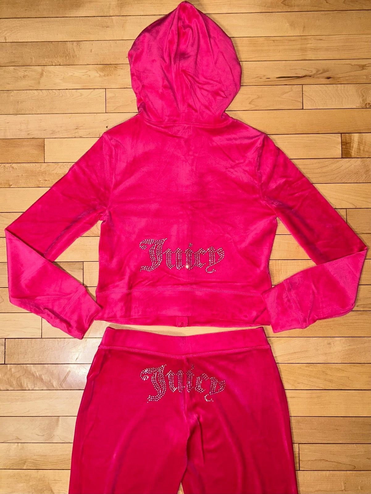 $199 NEW! NWT JUICY COUTURE Velour OG Bling Tracksuit Set in Vixen Pink Size S