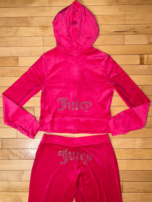 $199 NEW! NWT JUICY COUTURE Velour OG Bling Tracksuit Set in Vixen Pink Size S