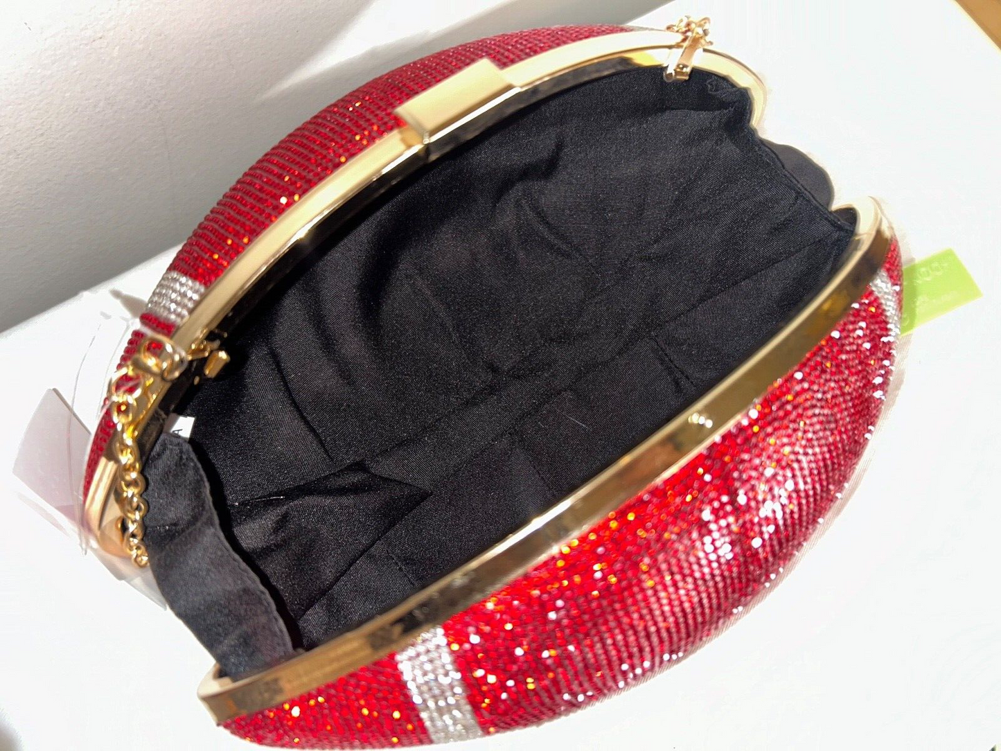 NEW! NWT Bling Rhinestone Jeweled Football Crossbody Bag Red