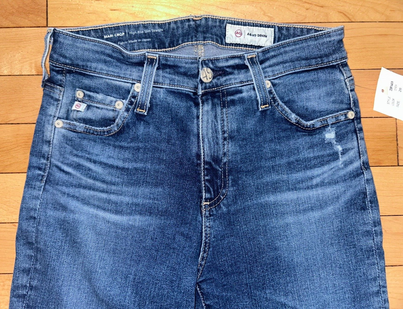 $225 NEW ! NWT AG Adriano Goldschmied Mari Crop High-Rise Straight Jeans Size 26