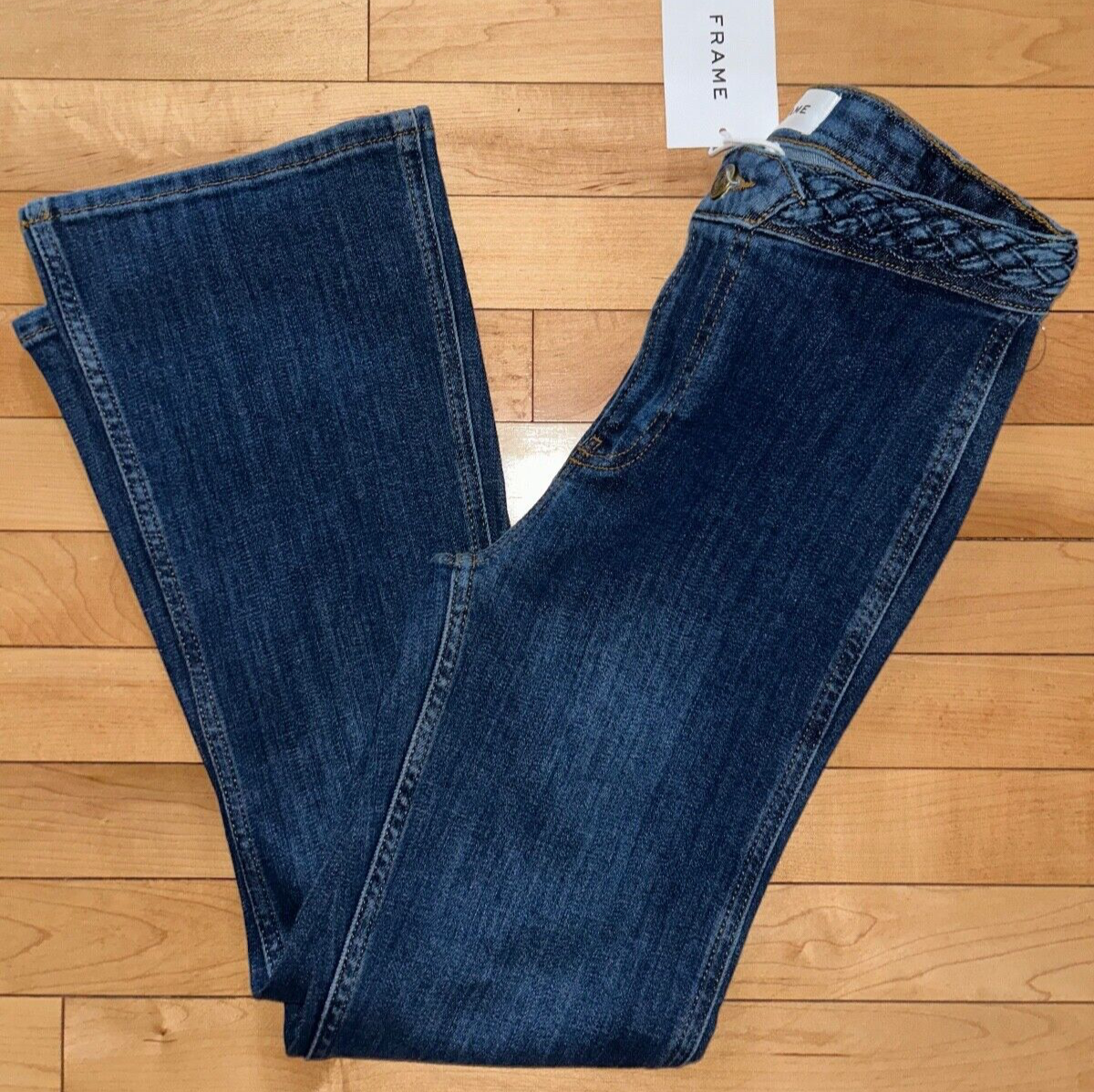 $ 258 NEW! NWT FRAME Braided Crop Mini Boot Jean in Istanbul Size 25