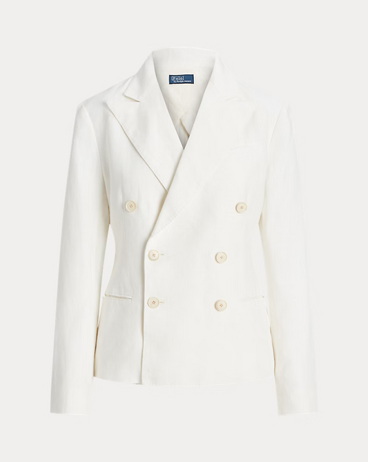 $ 698 NEW! NWT RALPH LAUREN Double-Breasted Satin Blazer Jacket White Size 10
