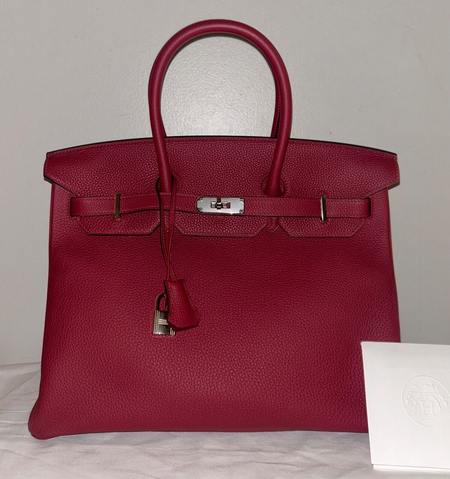 HERMES Birkin 35 Rouge Grenat Togo Leather Palladium Hardware Handbag