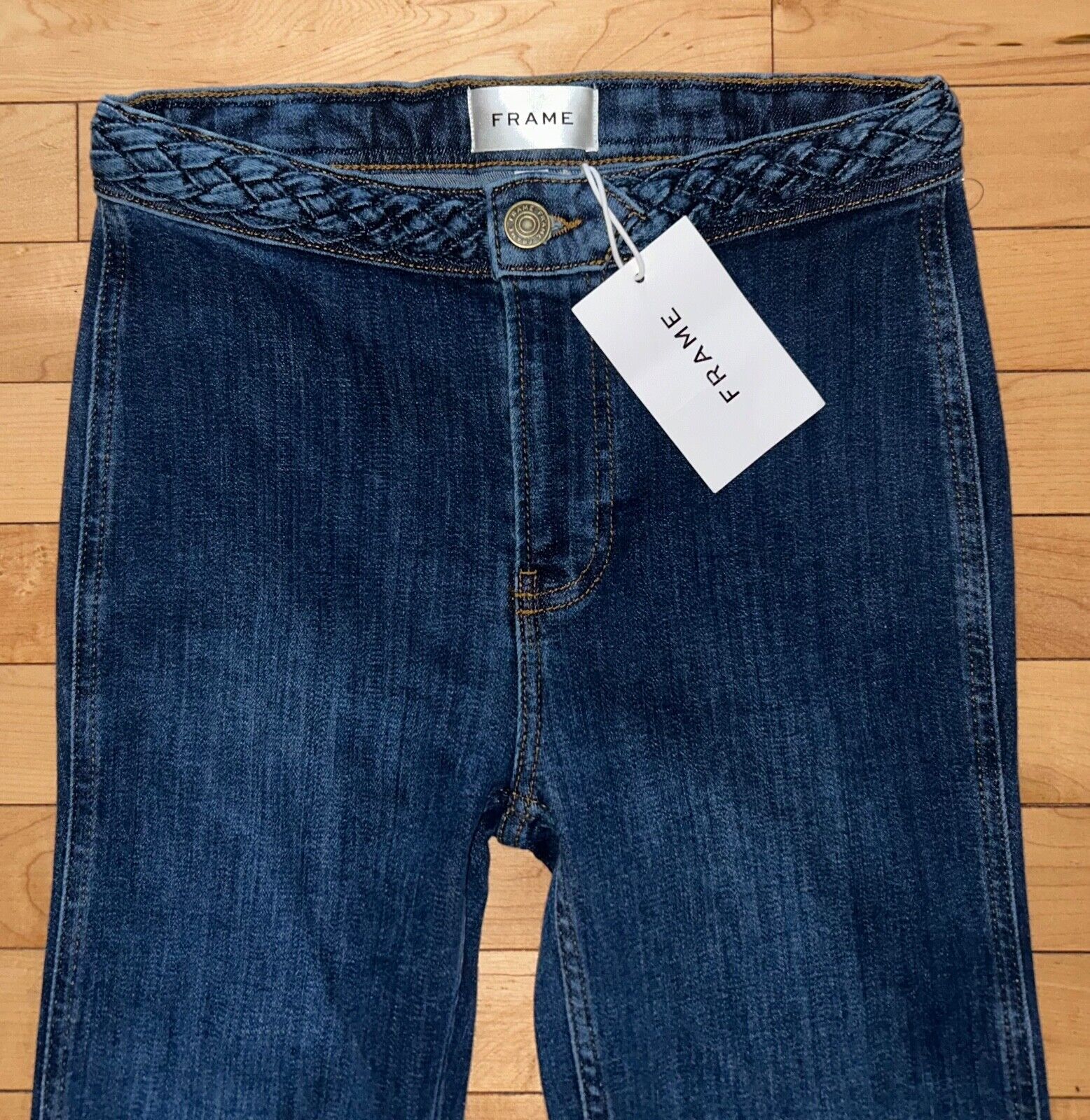 $ 258 NEW! NWT FRAME Braided Crop Mini Boot Jean in Istanbul Size 25