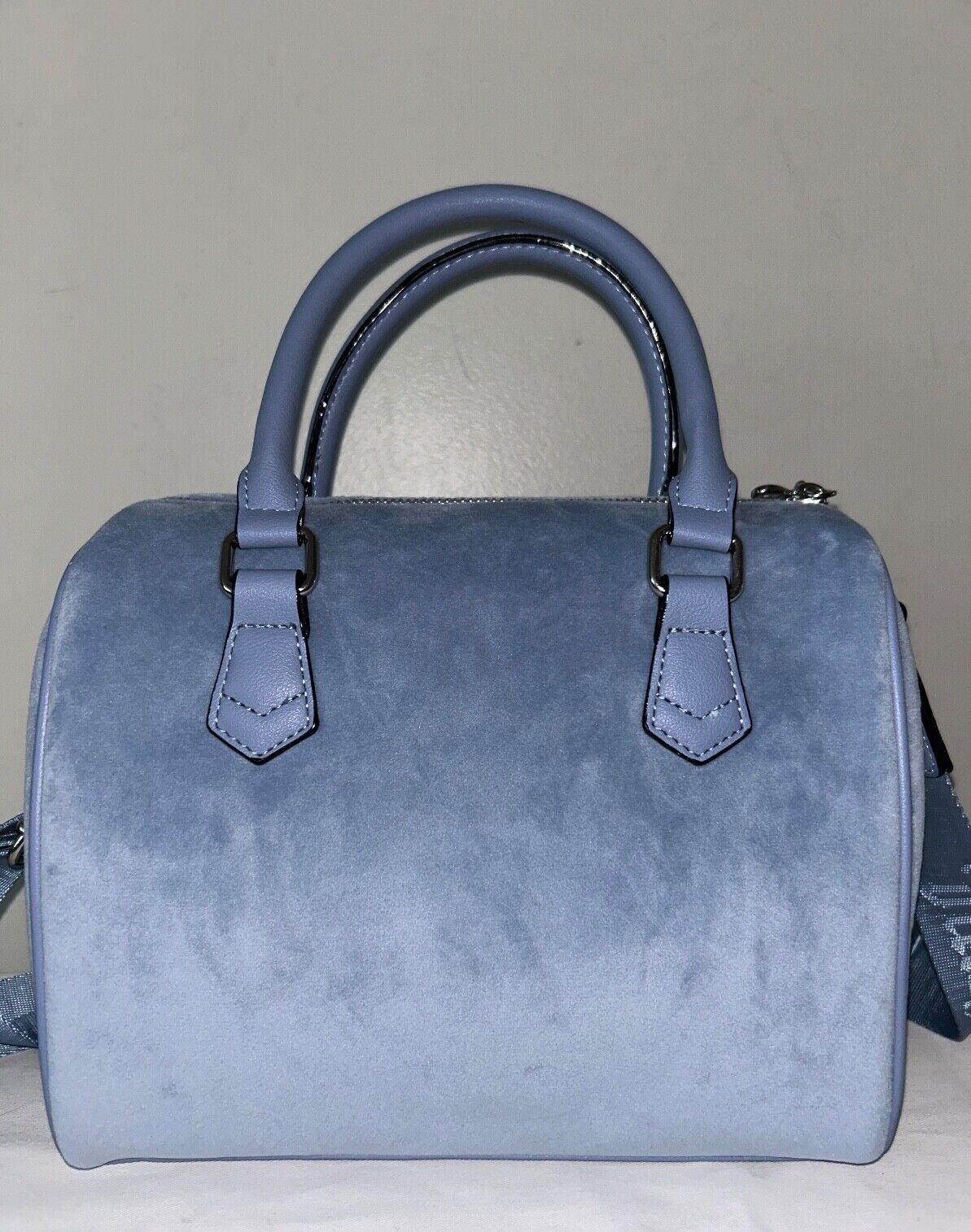 NEW! NWT JUICY COUTURE Velour Obsession Satchel Slate Blue