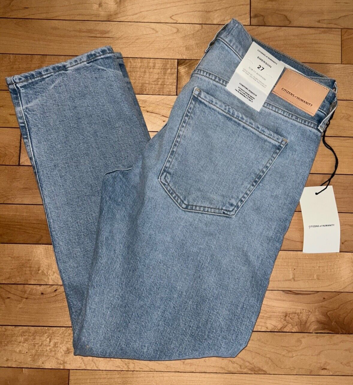 $228 NEW! NWT CITIZENS OF HUMANITY Emerson Slim Boyfriend Jean Sugarcoat Size 27