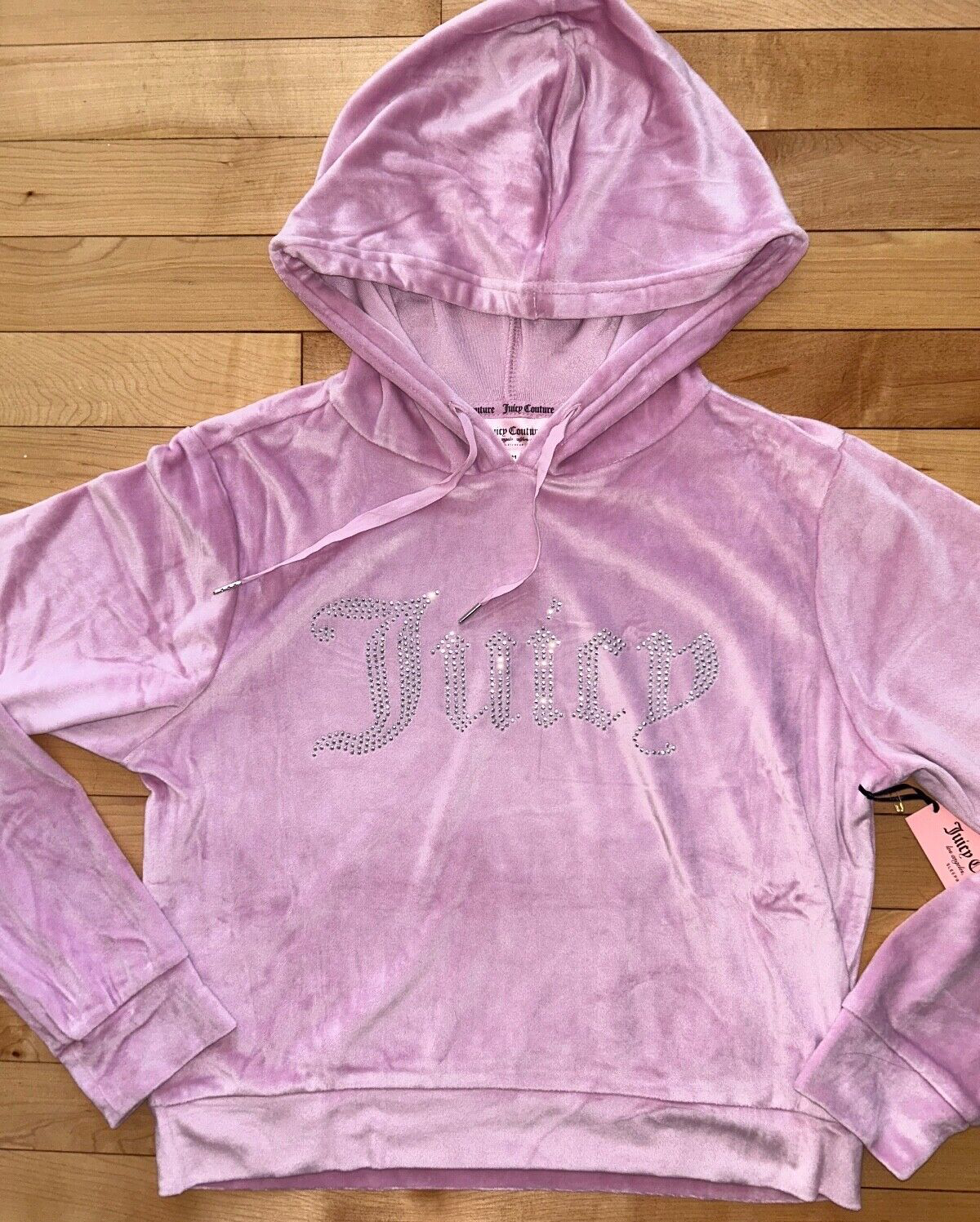NEW! NWT JUICY COUTURE Velour OG Big Bling Hoodie & Pant Set Mauve Muse Size L