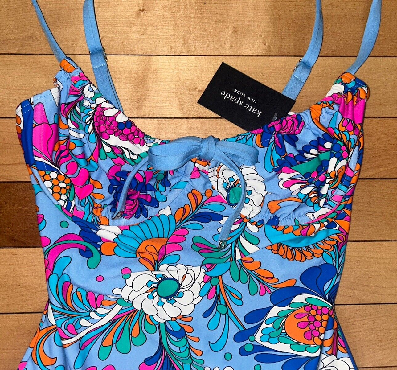 NEW ! NWT KATE SPADE One Piece Swimsuit Sea Garden Spring Water Size S