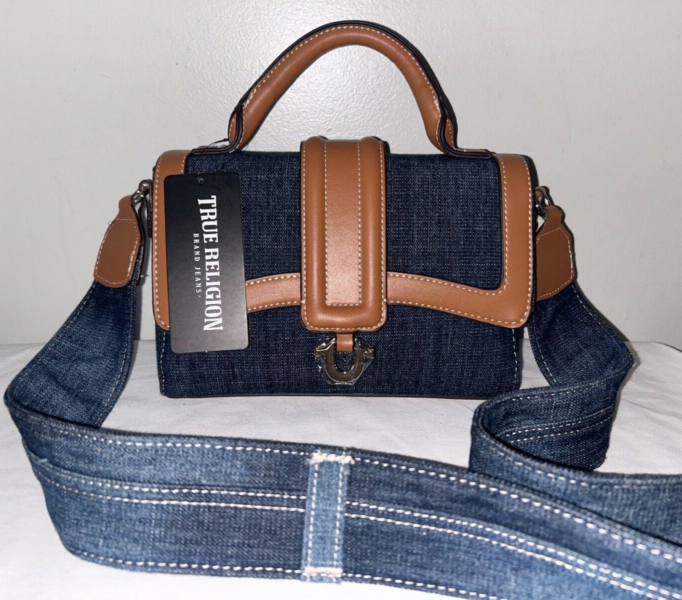 NEW ! NWT TRUE RELIGION Mini Denim Satchel Bag