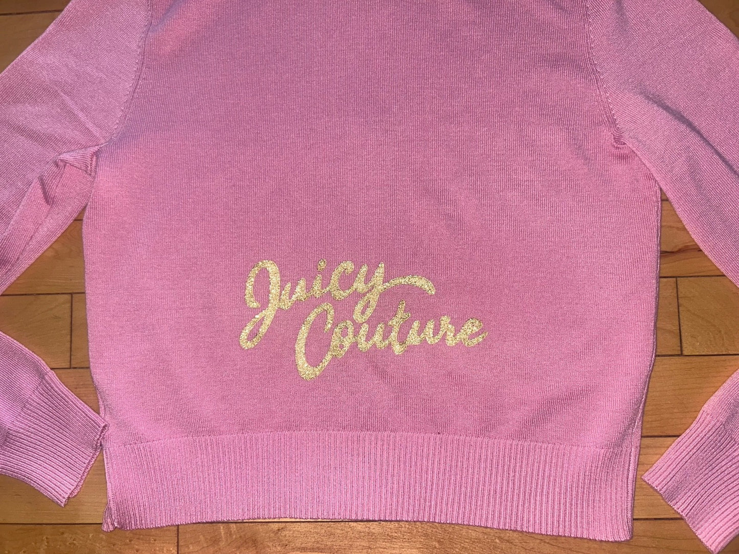 $199 NEW! JUICY COUTURE Juicy Logo Knit Tracksuit Hoodie & Pant Set Rose Size S