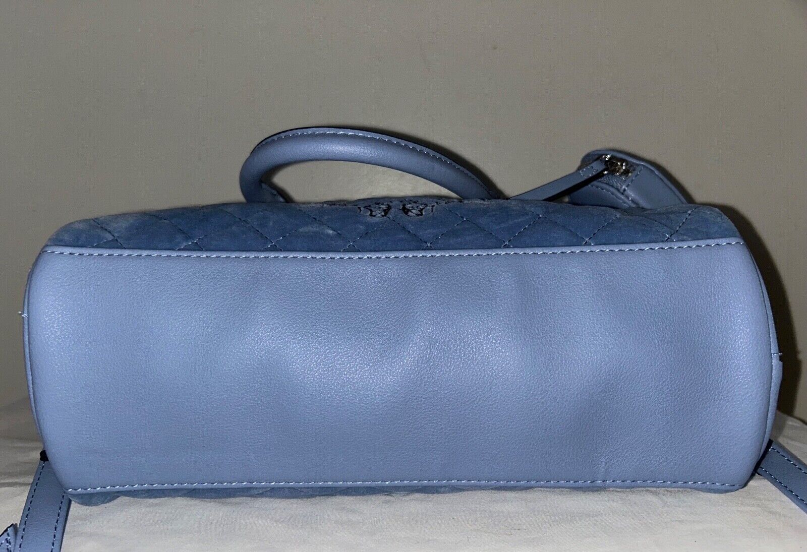 NEW! NWT JUICY COUTURE Royal Moment Velour Quilted Bowler Bag Slate Blue