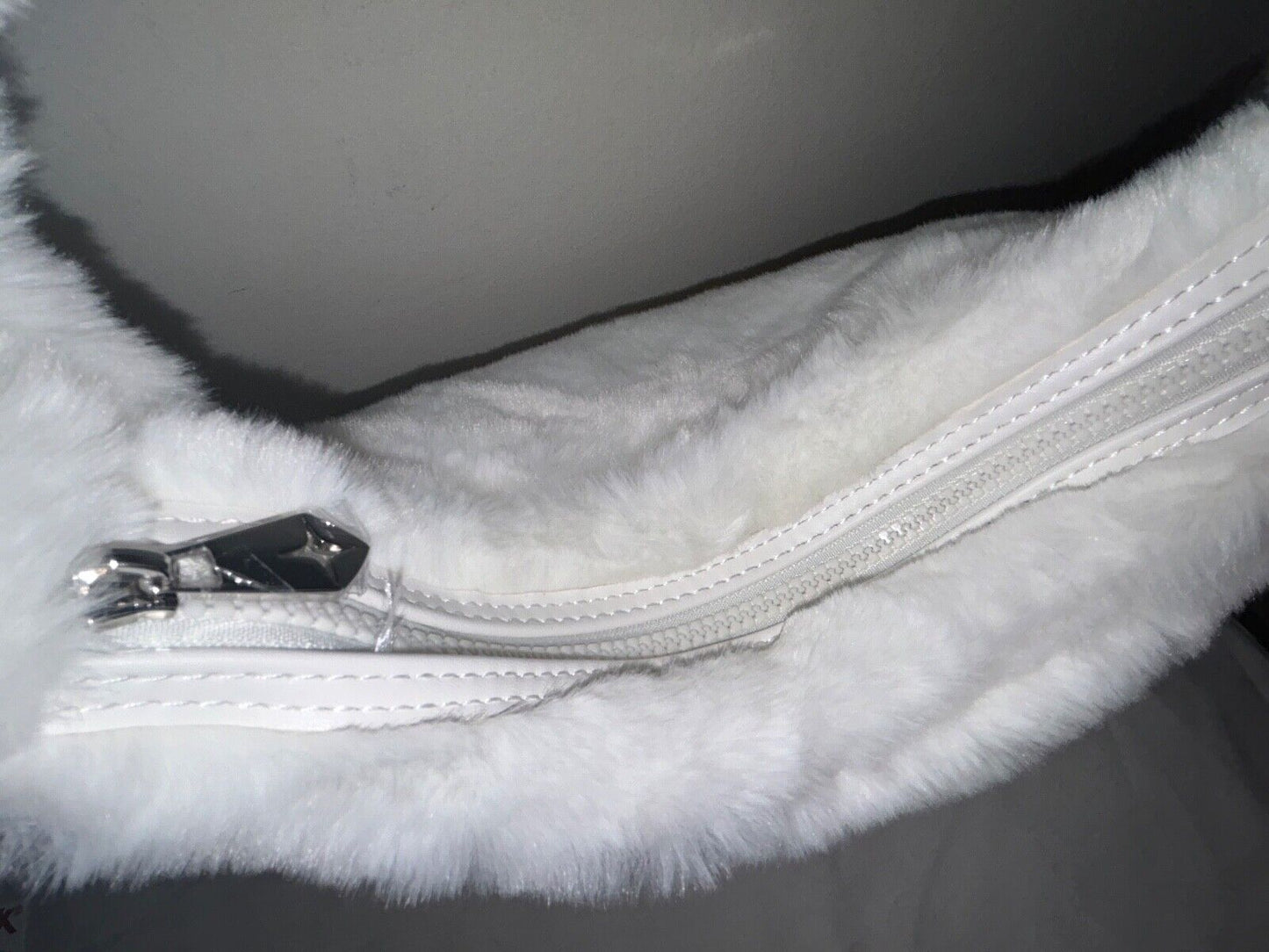 NEW! NWT PARIS HILTON Faux Fur Forever Fur Baguette Bag White