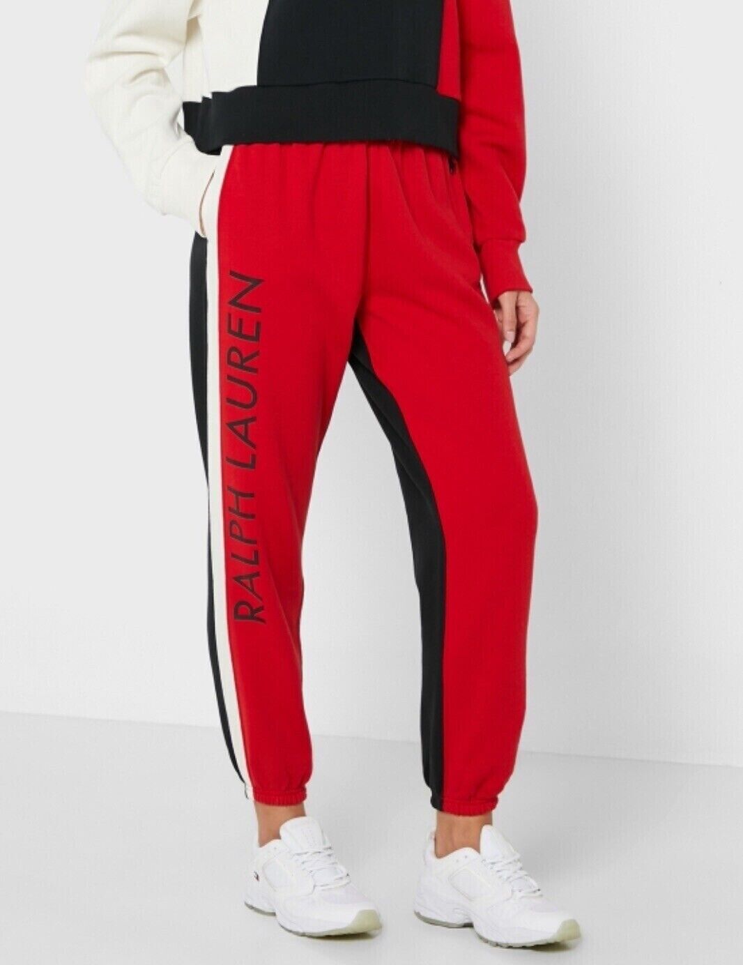 NEW ! NWT POLO RALPH LAUREN Colorblock Joggers Red/Black Size M