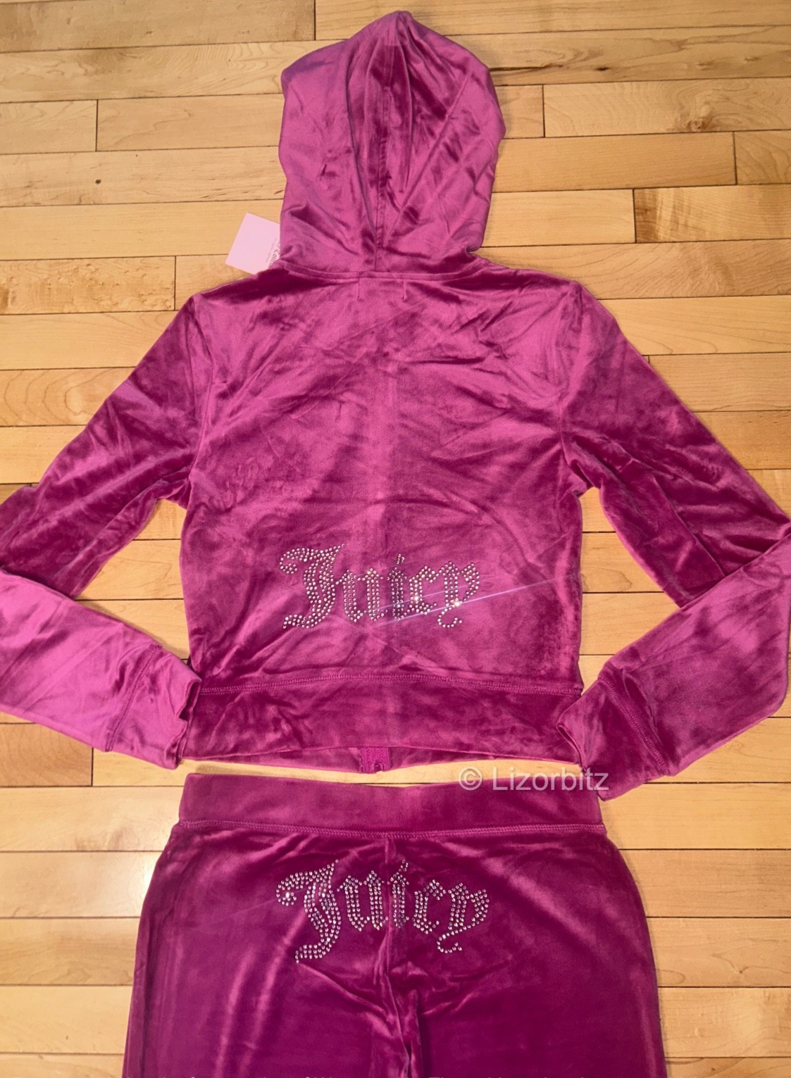 NEW! NWT JUICY COUTURE Velour OG Bling Tracksuit Set in Fuchsia Pink Size M