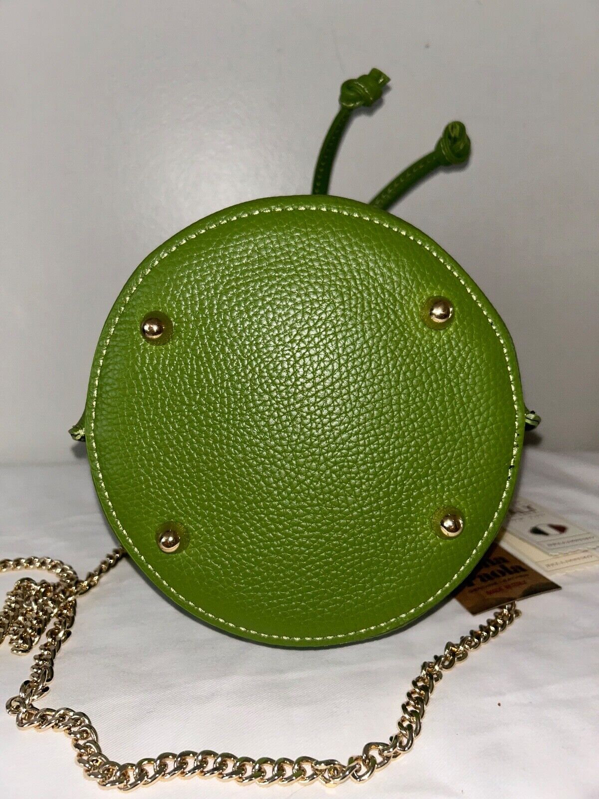 NEW! NWT ANNA PAOLA Italian Leather Bucket Bag in Aloe