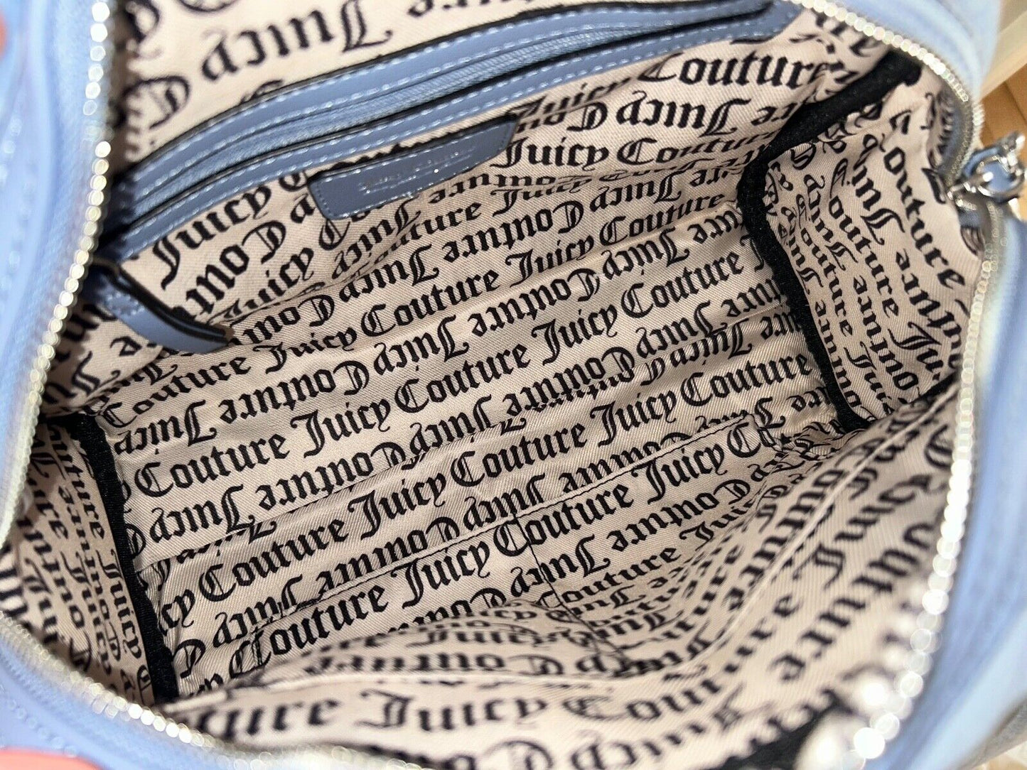 NEW! NWT JUICY COUTURE Royal Moment Velour Quilted Bowler Bag Slate Blue