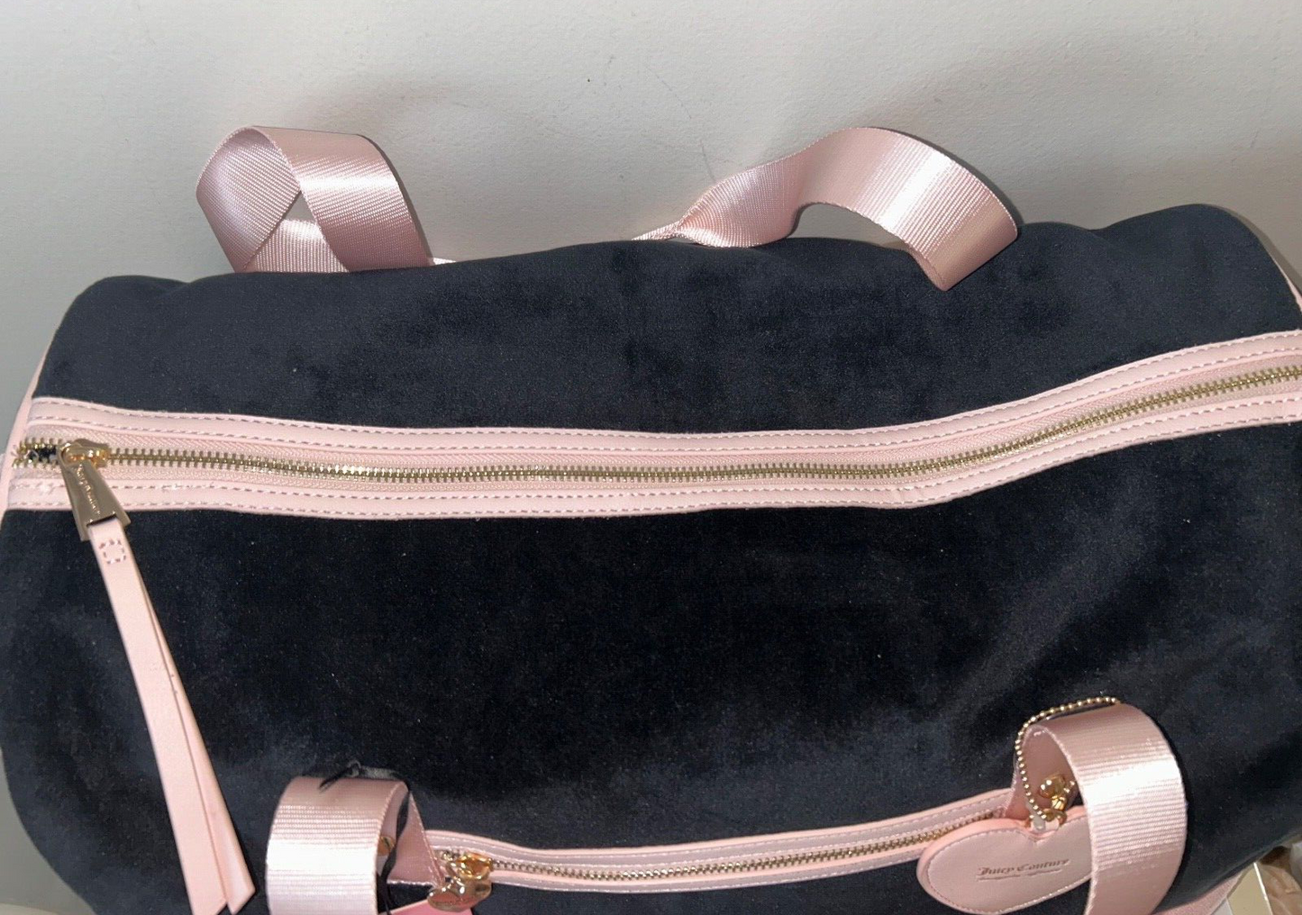 NEW! NWT JUICY COUTURE Heritage Rosie Velour Weekender Bag Black/Pink