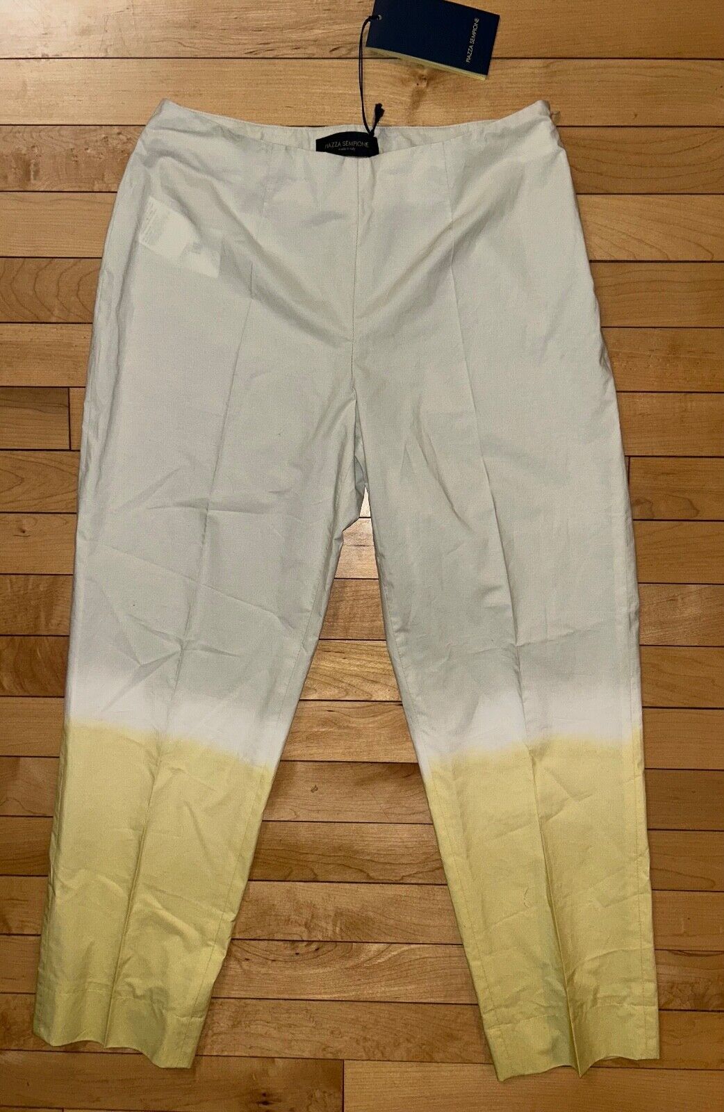 NEW ! NWT PIAZZA SEMPIONE Audrey Crop Pants Cream Yellow Ombre Size 40 (US 4)