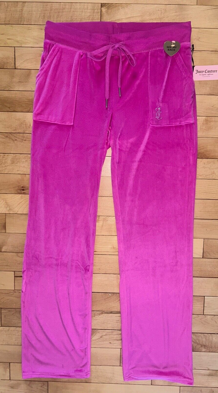 NEW ! NWT JUICY COUTURE Velour OG Bling Sweatpants Pink Wave Size M