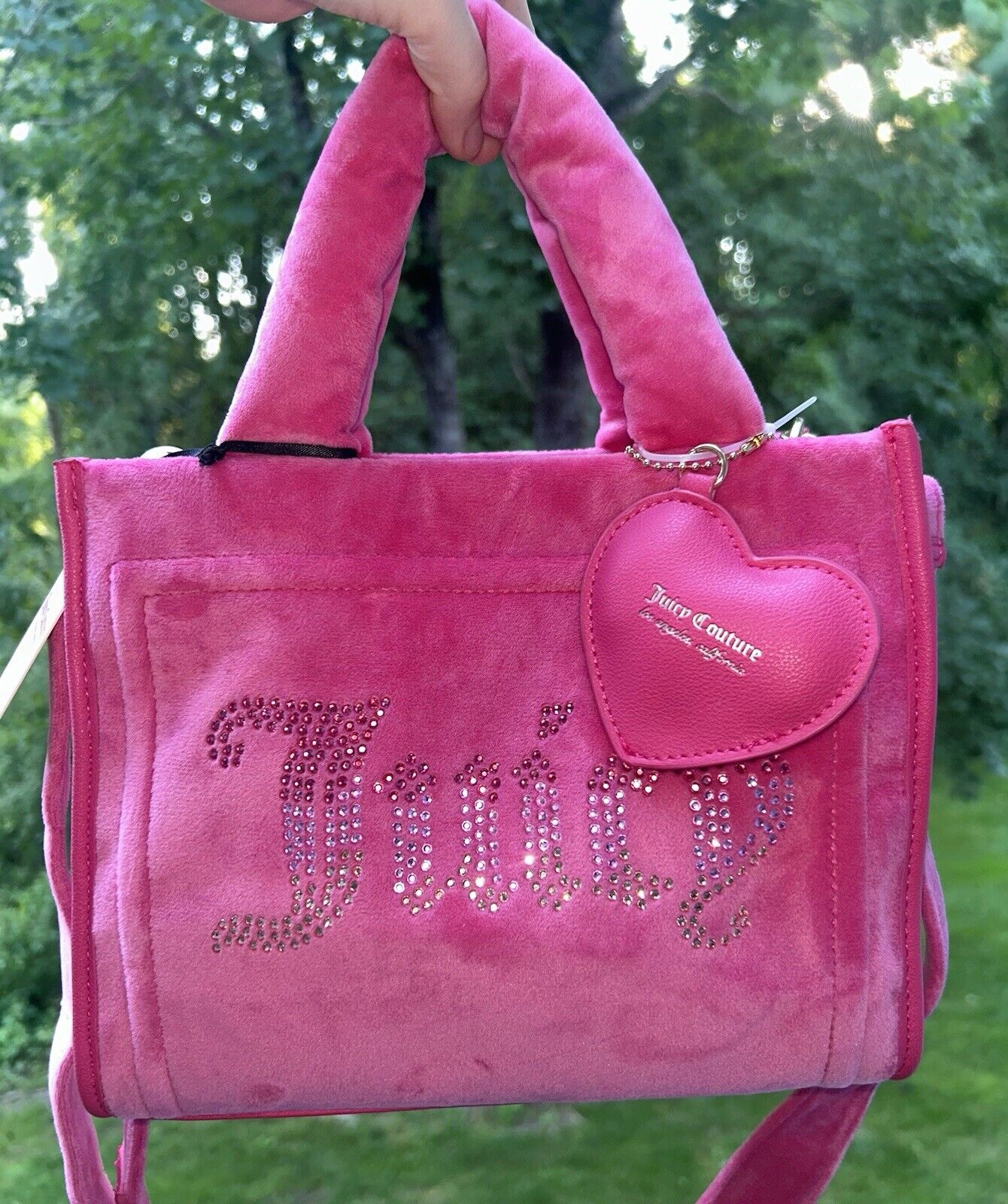 NEW! NWT JUICY COUTURE Velour Big Spender Mini Tote Bag in Hot Pink