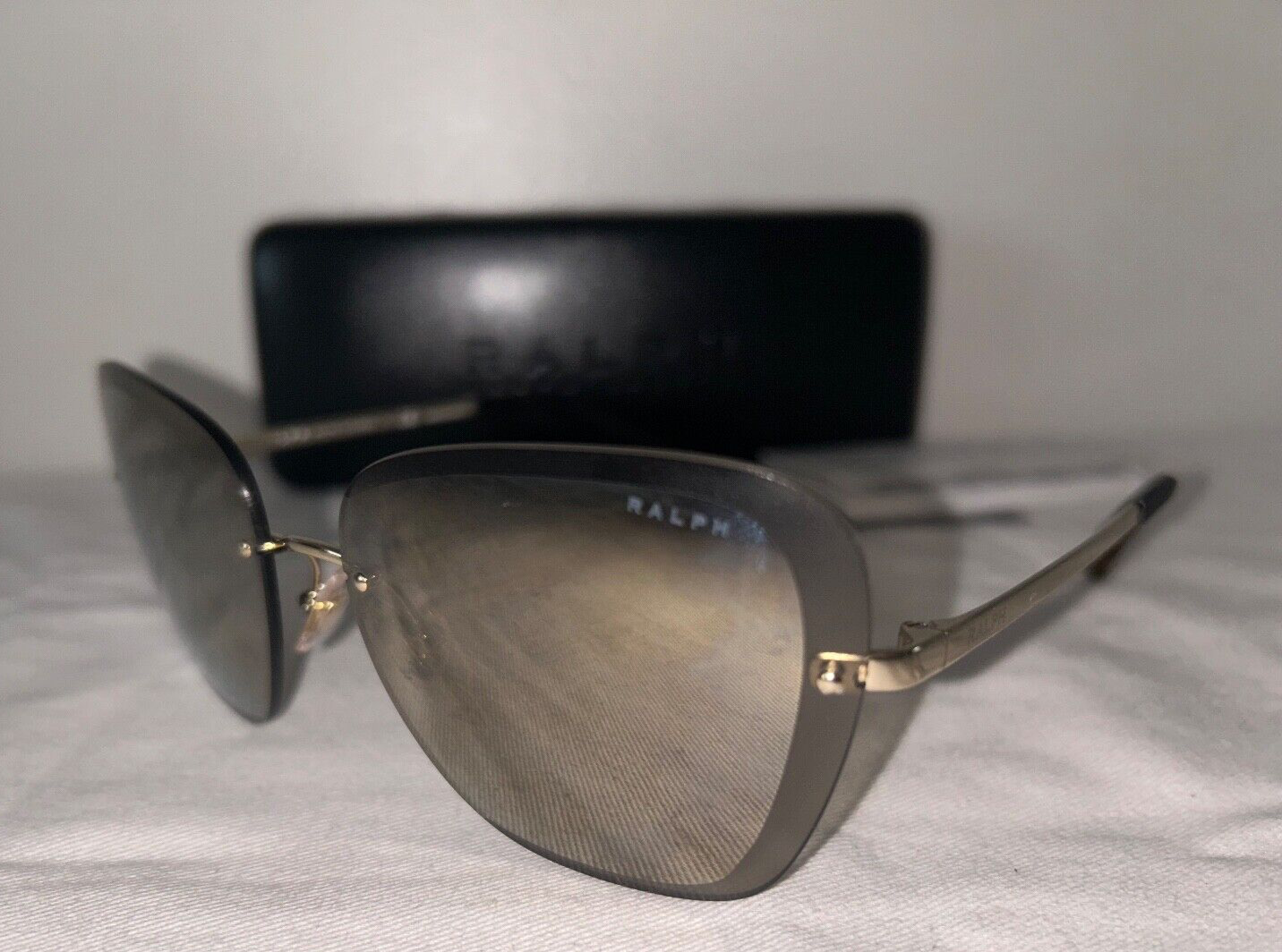 NEW! RALPH LAUREN RA4129 Butterfly Mirrored Sunglasses Light Gold Brown